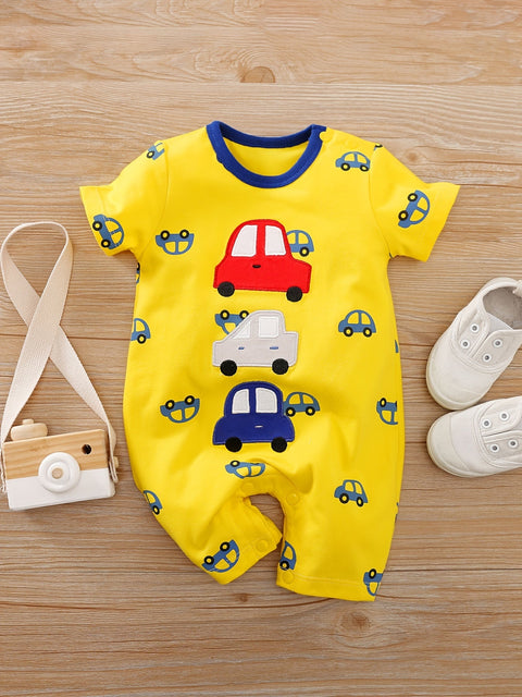 Verspielter Auto Babystrampler für Babys – Perfekt für Sommerabenteuer