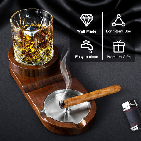 Kreative Zigarren-Aschenbecher und Whiskeyglas-Tablett - Das perfekte Geschenk zum Vatertag oder für Geschäftsbeziehungen