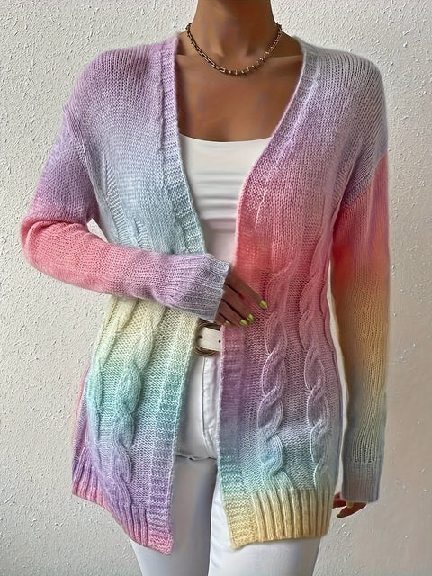 Pastellfarbiger Gradient Offene Vorderseite Cardigan – Stilvoll und Bequem für Herbst und Frühling