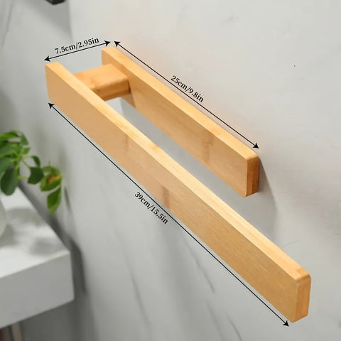 Moderne Holz-Handtuchhalter – Elegante Wandmontage ohne Werkzeug
