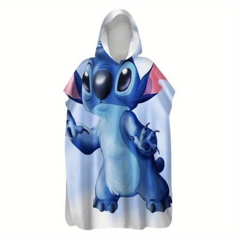 Stitch Mikrofaser Badcape mit Kapuze – Schnelltrocknend und Geeignet für Innen und Außen