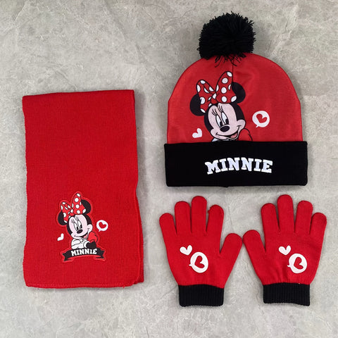 Winterset für Kinder – Mütze, Handschuhe und Schal Set mit Cartoon-Charakteren