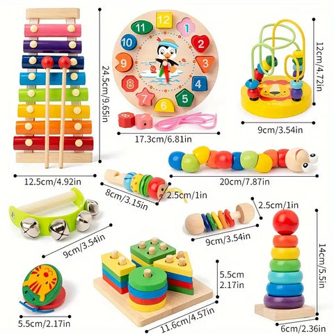 Bunte Holzspielzeugset - Pädagogisches Spielzeug für Kinder