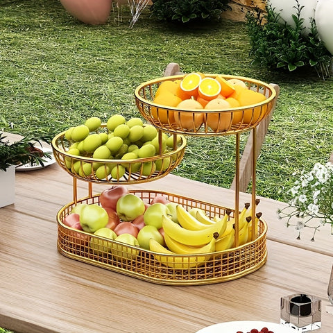 GoldenTier 3-stufiger Obstkorb – Elegant und Praktisch