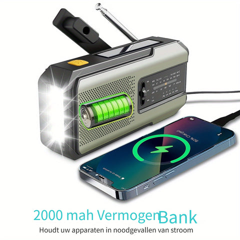 Daykit Tragbares AM/FM Radio – Mit Solarpanel und Taschenlampe