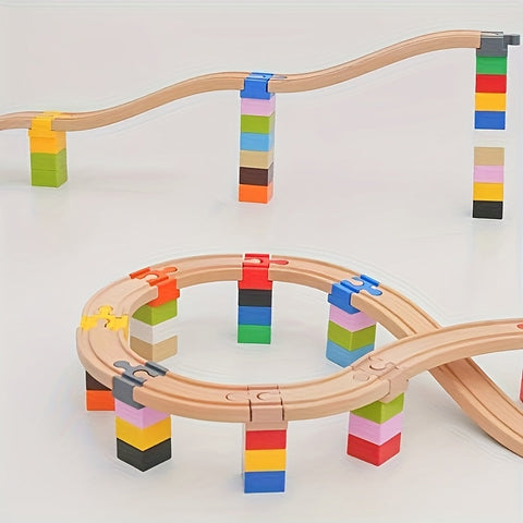 Set von 7-14 Bunt Holzgleisadaptern – Verstellbare Verbindungen für den Modellbau