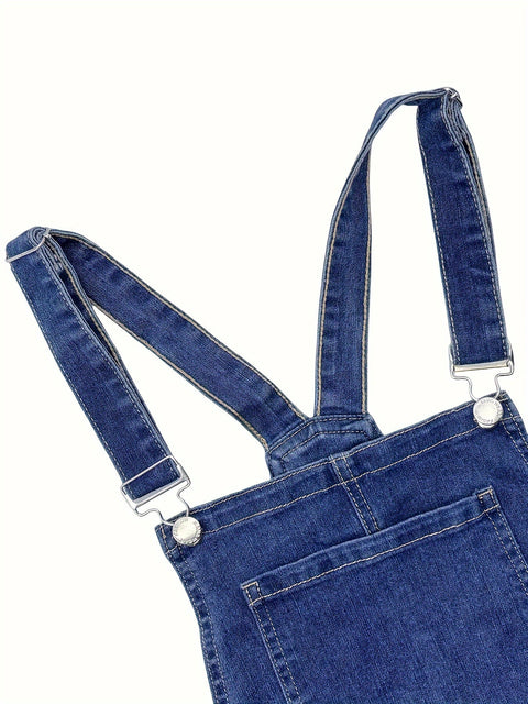 Stylische Denim Latzhose Jumpsuit für Damen – Ärmellos und Skinny Fit für lässige Outfits