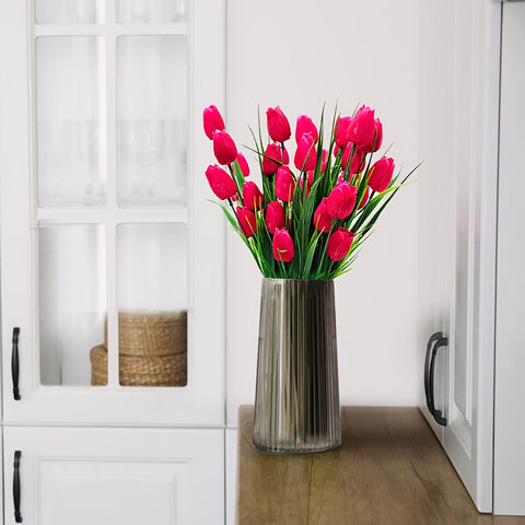 Set aus 6 Bundles Kunst-Tulpen – UV-beständig und realistisch für Garten- und Innendekoration