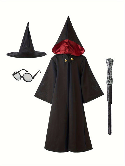 Harry Potter Zauberkostüm für Kinder – Komplett mit Hut, Zauberstab und Brille