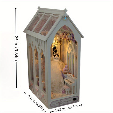 DIY Brautkleid Puppenhaus – 3D Baukasten mit Beleuchtung und dekorativen Möbeln