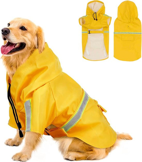 PupJoy - Reflektierende Hunde-Regenjacke + Kapuze - Sicherer Nachtspaziergang