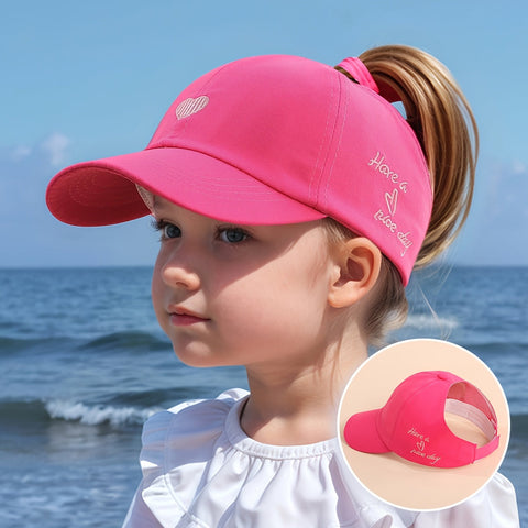 Verstellbare Baseballmütze für Kinder – Herzstickerei und Atmungsaktiver Komfort