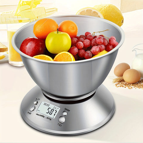 Digitale Küchenwaage mit Edelstahl-Waagschale – Präzision mit Temperatursensor und Timer-Funktion zum Backen und Kochen