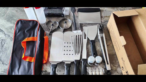 20-teiliges RVS BBQ Grillwerkzeug-Set – Alles, was du für das perfekte Barbecue brauchst