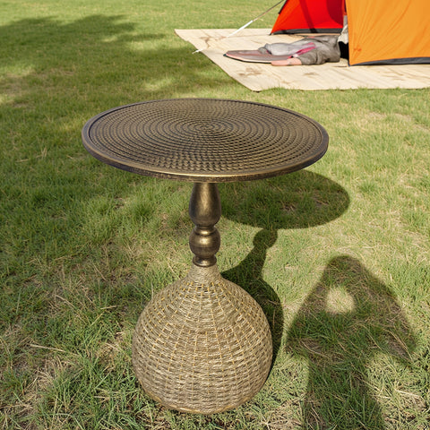 Handgefertigter Wassergras Couchtisch – Antik Bronze Look