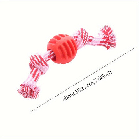 Interaktives Hundekauspielzeug – Mit Buntem Knoten und Gummiball