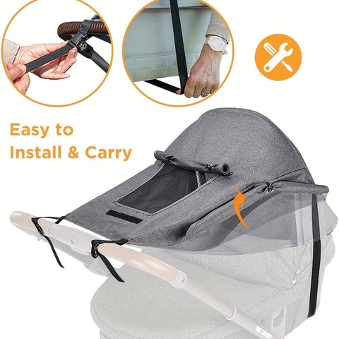 Zusammenklappbares Sonnenschutz für den Kinderwagen – UV-Schutz und Flexible Riemen für Perfekte Abdeckung