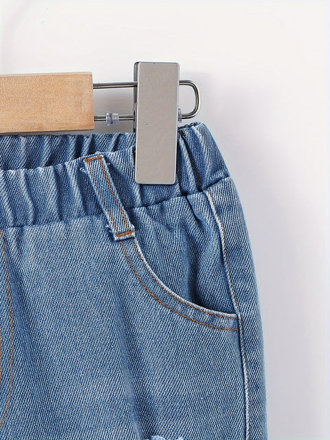 Lässige Ripped Denim Jacke und Hose Set – Perfekt für Abenteurer-Jungen
