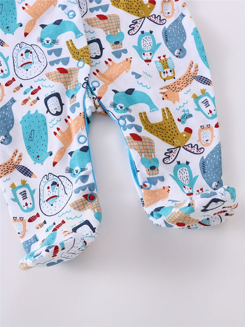 3-teiliges Baby-Overall-Set mit Tiermotiven – Lange Ärmel für Aktivitäten im Freien