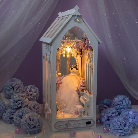 DIY Brautkleid Puppenhaus – 3D Baukasten mit Beleuchtung und dekorativen Möbeln