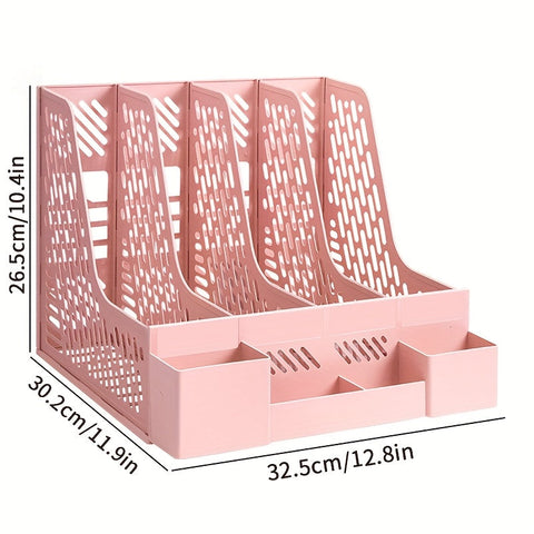 Desktop Dokumentenorganizer – 4 Fächer, Platzsparend, Abnehmbar und Geeignet für Büromaterialien