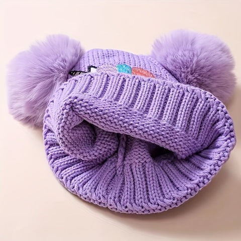 Lila Einhorn Mütze für Kinder - Gemütlich und Warm mit Pompons