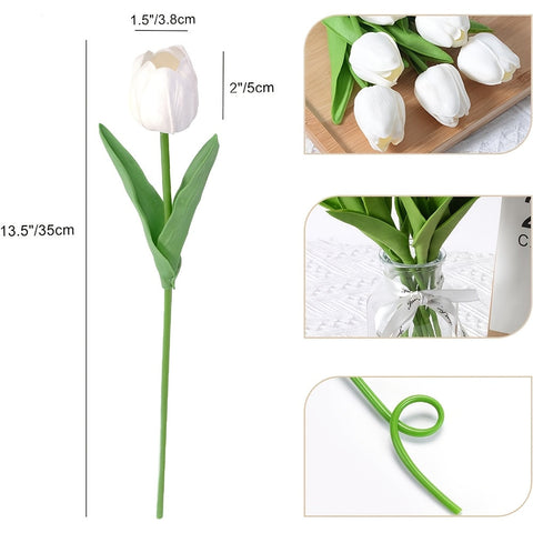Set von 10 Künstlichen Weißen Tulpen – Perfekt für Hochzeiten, Fotografie und Innendekoration