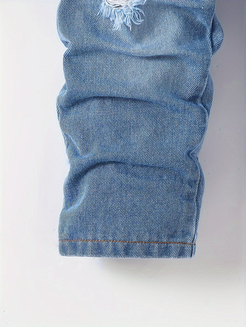 Lässige Ripped Denim Jacke und Hose Set – Perfekt für Abenteurer-Jungen