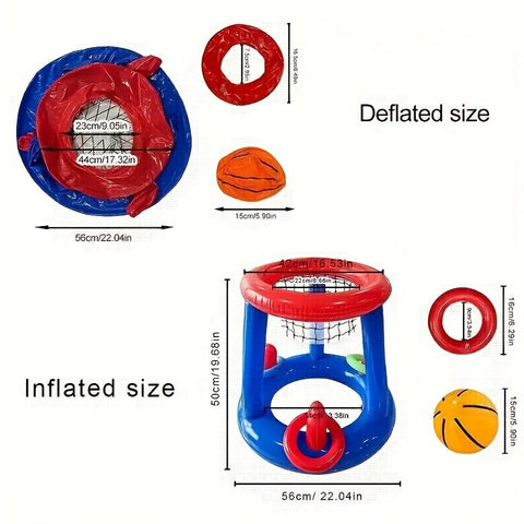 Aufblasbares Schwimmbad-Basketballset – Korb, Ball und Ringe Inbegriffen