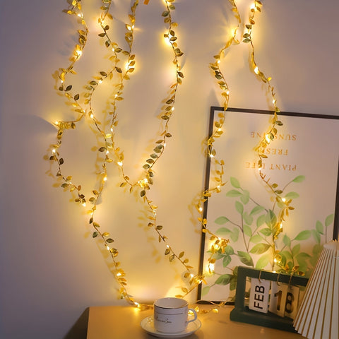 Goldene Blätter Lichterkette - Elegante Beleuchtung für Tischdekoration und Feiern