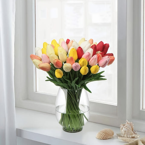 Set von 10 Künstlichen Weißen Tulpen – Perfekt für Hochzeiten, Fotografie und Innendekoration