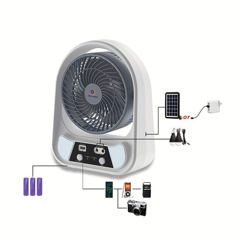 Tragbarer Solarenergie Ventilator und Nachtlicht – Multifunktional und Wiederaufladbar