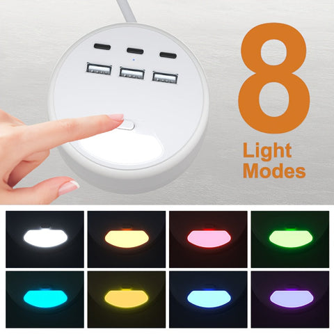 Multifunktionale Steckdosenleiste mit USB-Ladegeräten – 3 USB-A und 3 Type-C Anschlüsse, Ideal für Zuhause und Büro