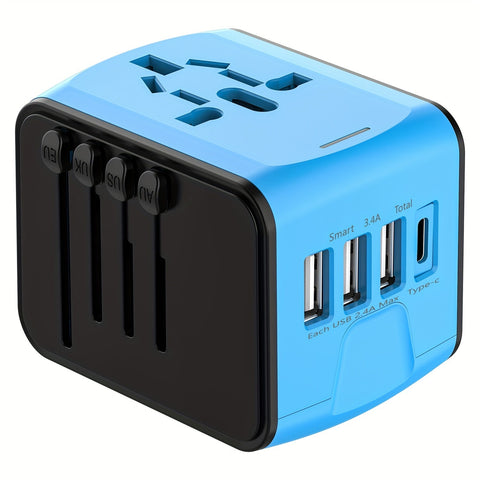 Reiseadapter mit 4 USB-Ports und Type-C – Weltweiter Ladegerät mit Schnellladung und Sicherheitsmerkmalen