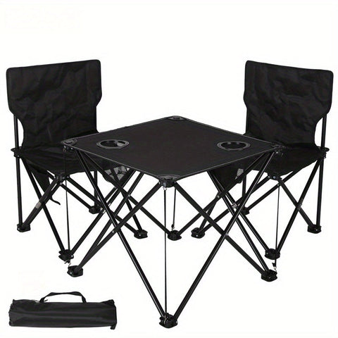 Zusammenklappbares Gartenmöbelset mit Tisch und Stühlen – Tragbar für Camping und BBQ