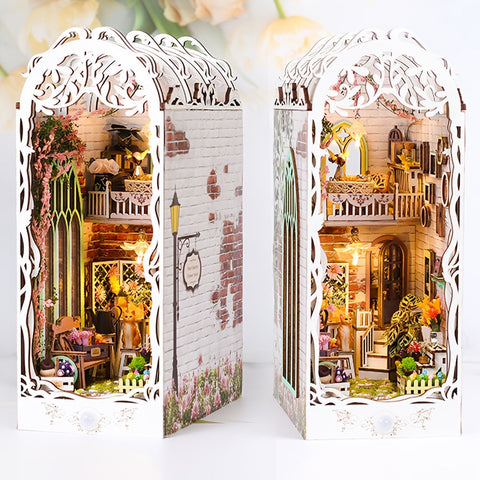 3D Holzpuzzle Haus – Weißes Blumenhaus mit Beleuchtung und Staubschutz