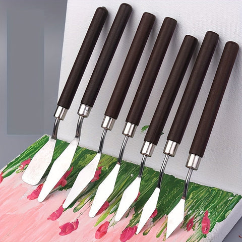 7-teiliges Edelstahl Palette-Messer Set – Zum Malen und Mischen von Farben