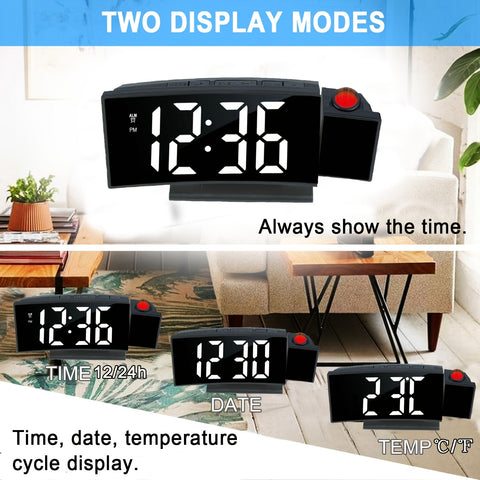 Digitale Projektionswecker – LED-Display und Schlummerfunktion mit einstellbarer Helligkeit