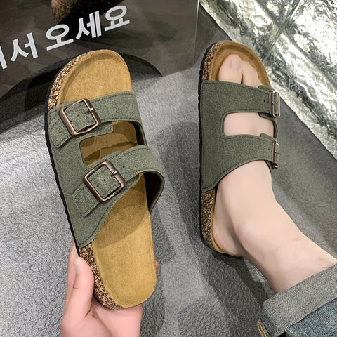 Retro Slides mit Doppelverstellbaren Schnallen für Herren – Komfortabel und Stilvoll für Herren