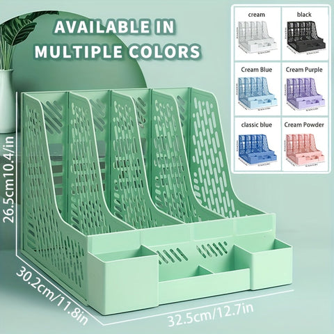 Desktop Dokumentenorganizer – 4 Fächer, Platzsparend, Abnehmbar und Geeignet für Büromaterialien