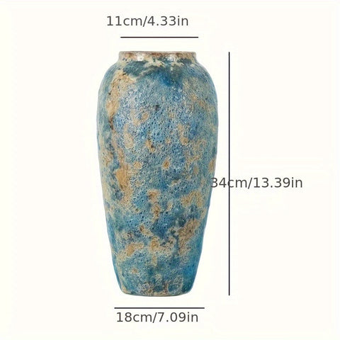 Einzigartige Vintage Keramische Vase – Handgefertigte Blaue Steinware für einen Authentischen Look