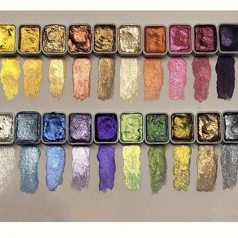 Perl Wasserfarben Set – 20 Farben in fester Form für Malerei und Kalligrafie