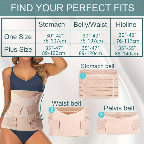 3-in-1 Postpartum Bauchband – Bequeme und Verstellbare Unterstützung für die Erholung nach der Geburt