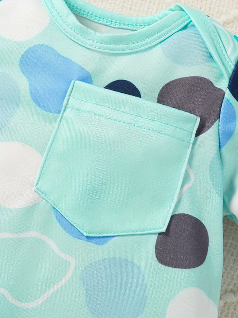 9-teiliges Babyoutfit Set mit Dinosauriern, Wolken und Punkten – Inklusive Body, Mütze und Lätzchen
