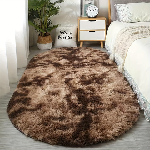 Plüsch Ovaler Teppich – Weicher und Stilvoller Teppich für Schlafzimmer und Wohnzimmer Dekoration
