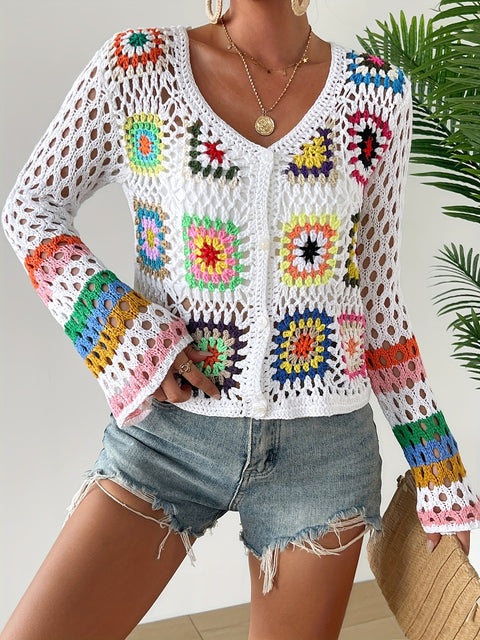 Bohemien Handgemachte Häkelkleid – Bunt und Bequem