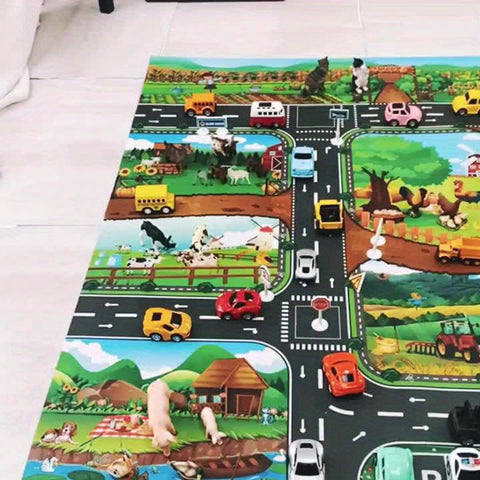 Interaktives Spielteppich Abenteuer – Entdecke Bauernhof und Verkehr mit Spielzeug