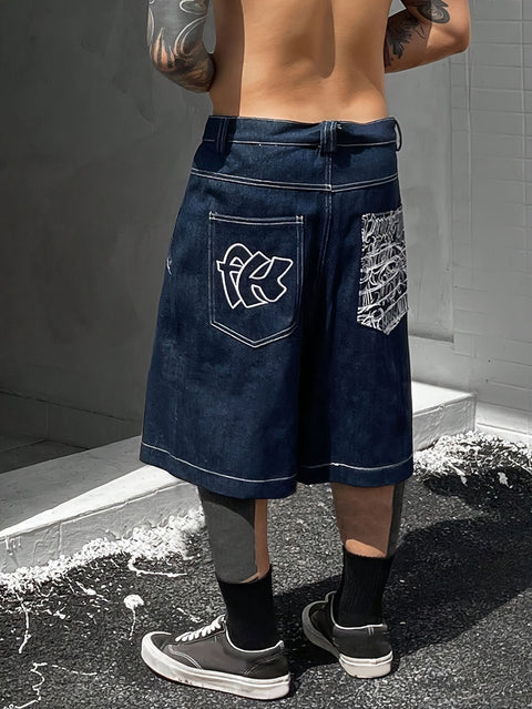 Lässige Bermuda-Jeansshorts – Lockere Passform mit stilvollen Blumenstickereien