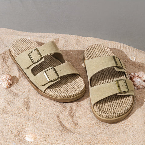 Stylische Herren Slipper – Atmungsaktiv mit Schnallenriemen und Rutschfester Sohle