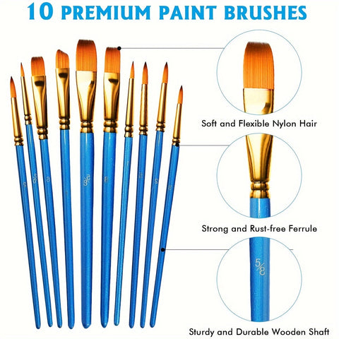 Acrylfarbe Set – 28 Stück, einschließlich 18 Farben Acrylfarbe und 10 Pinseln